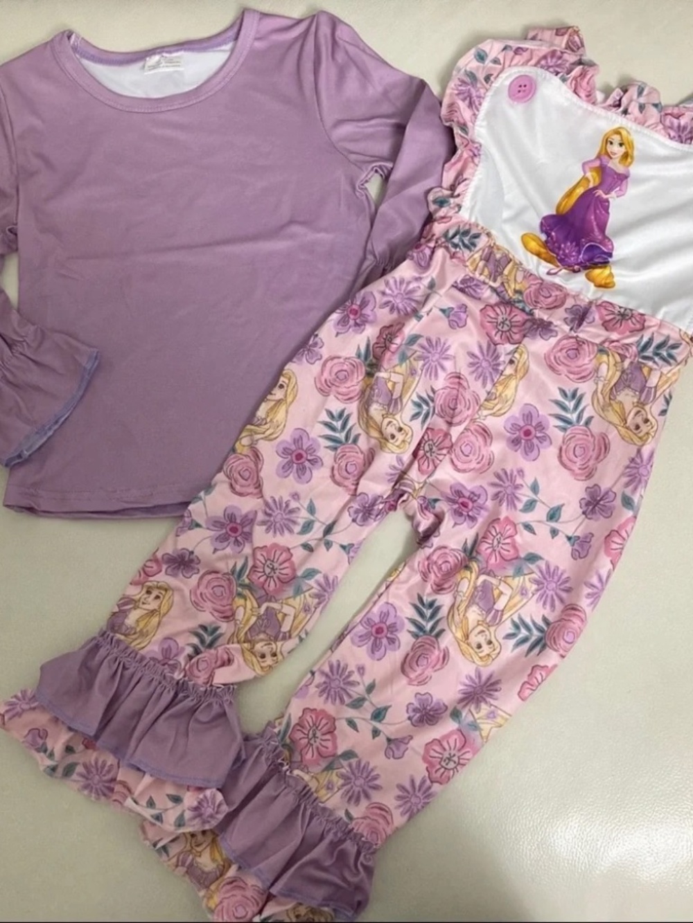 Boutique Rapunzel Romper long ruffle sleeve set